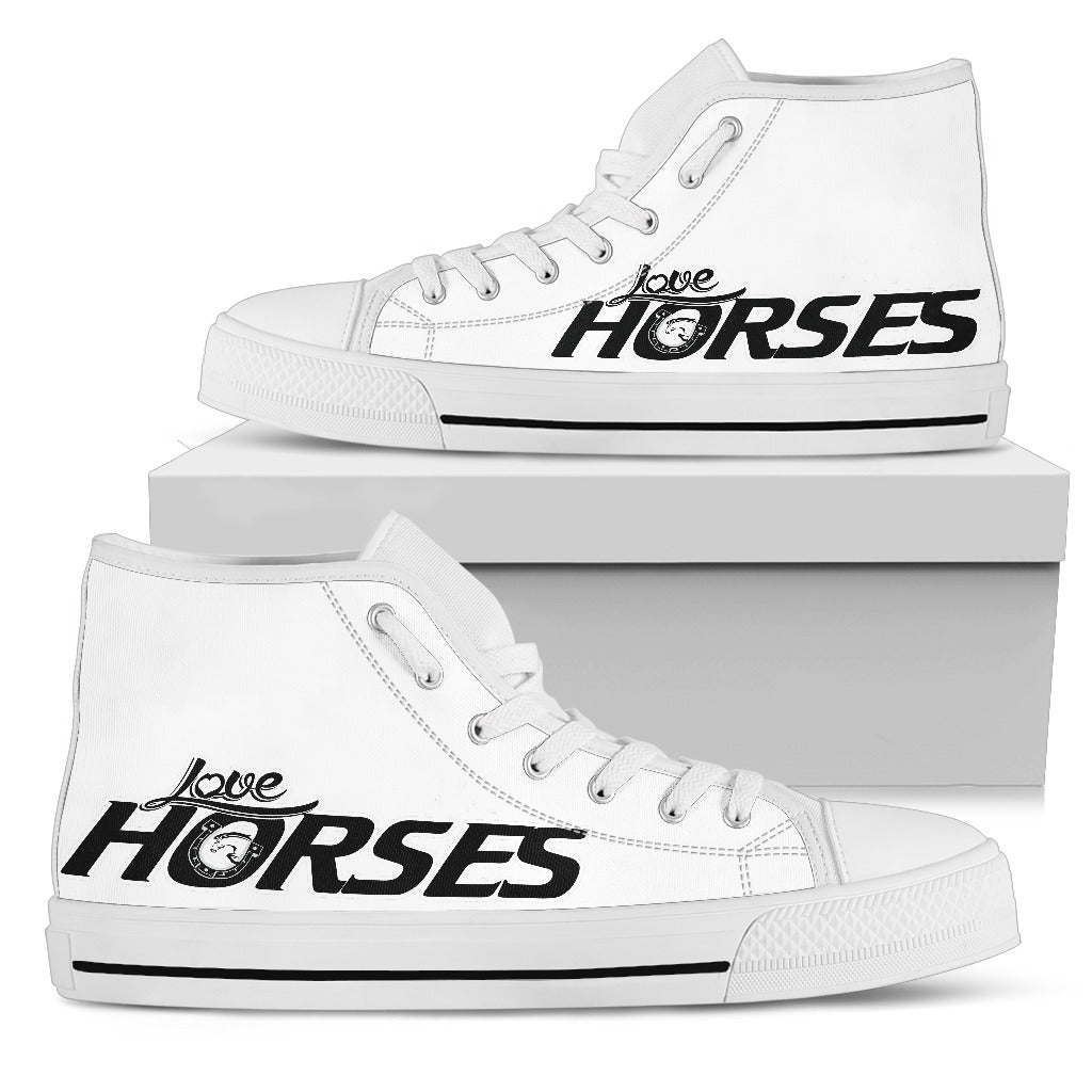 Love Horses- White Women's High Top Shoes