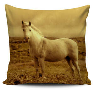 White Horse In The Field Pillow Cover