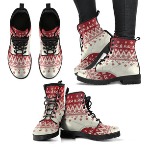 Snow Flakes Christmas Women's Leather Boots