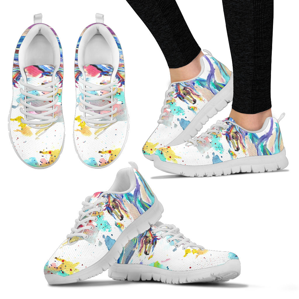 Abstract Horse - White Women's Sneakers