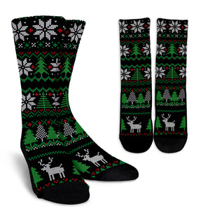 Christmas Trees Green and Black Socks