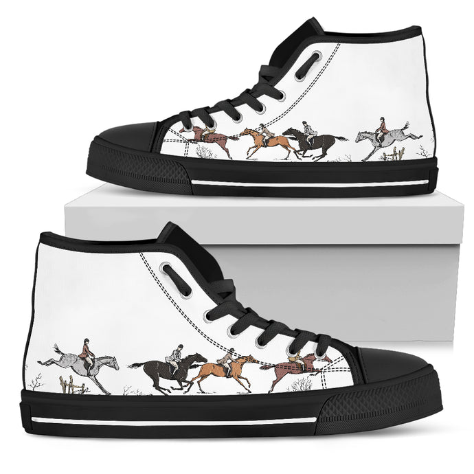Horse Riders - Black Women's High Top Shoes