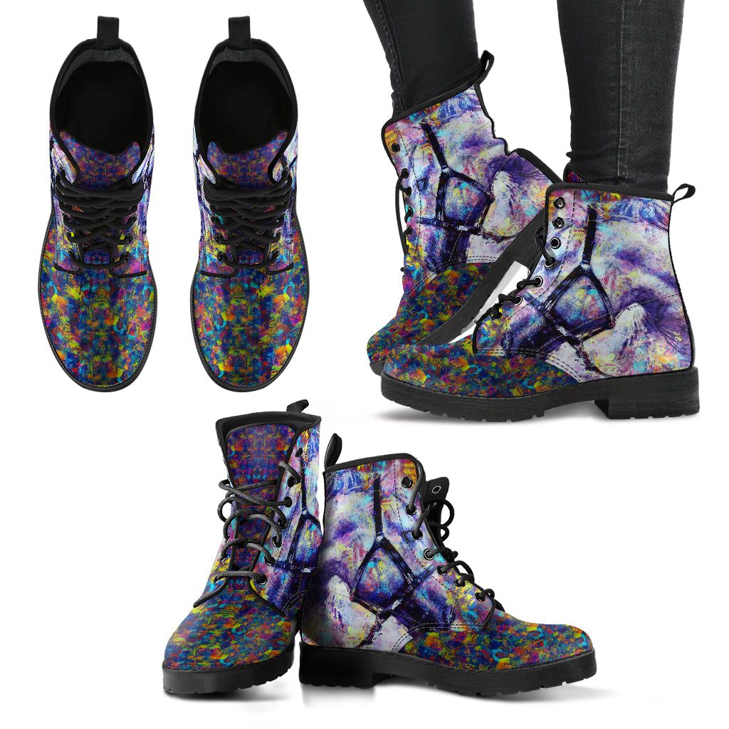 Abstract Purple Horse Women's Leather Boots
