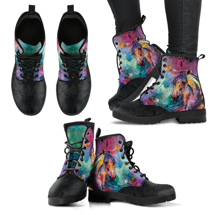Colorful Horse Women's Leather Boots