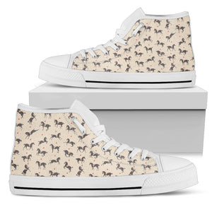 Horses! White Women's High Top Shoes