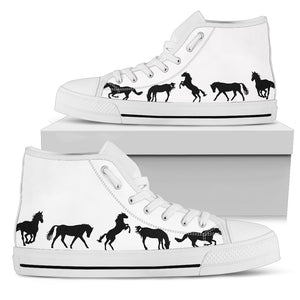 Group of Horses - White Women's High Top Shoes