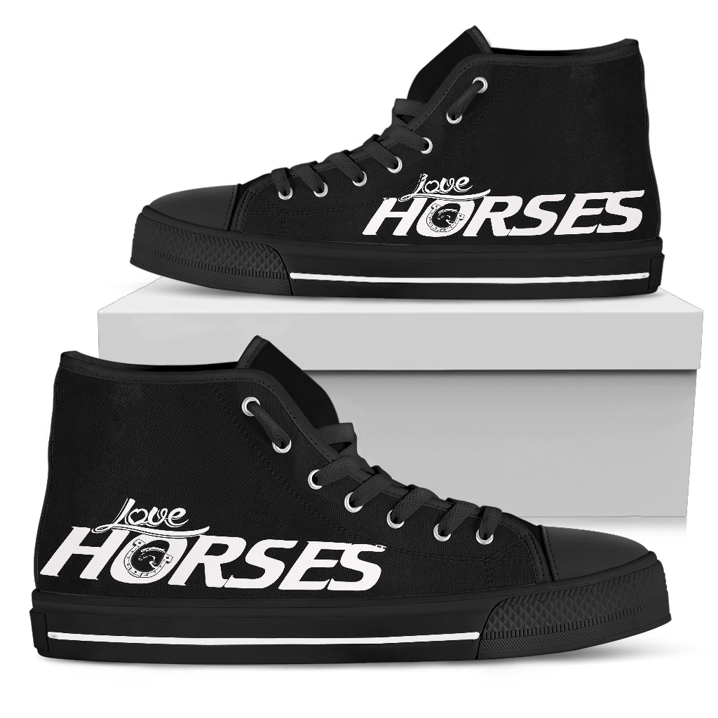 Love Horses - Black Women's High Top Shoes