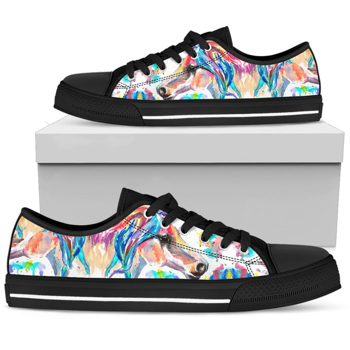 Abstract Beautiful Horse - Black Women's Low Top Shoes