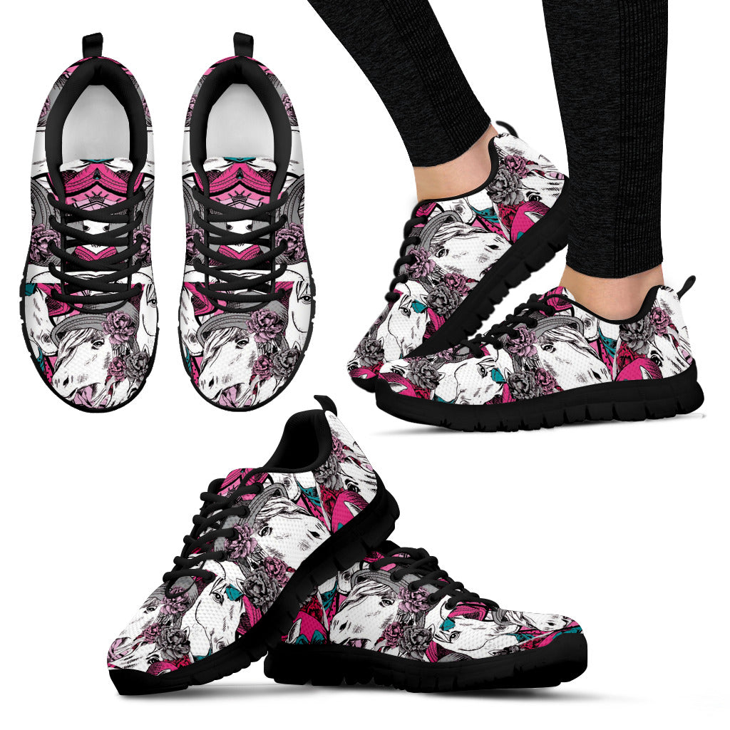 Beautiful Horse With Roses Women's Sneakers