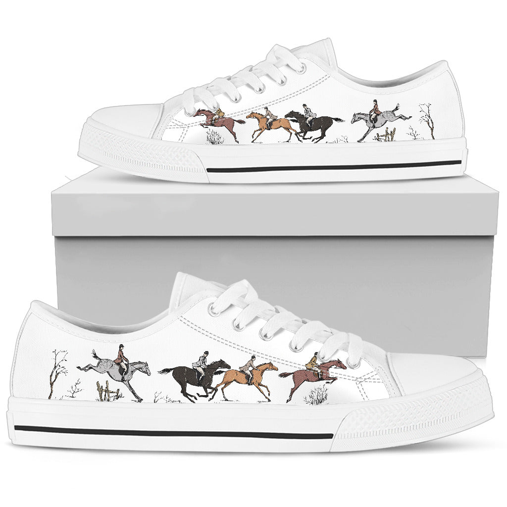 Horse Riders - White Women's Low Top Shoes