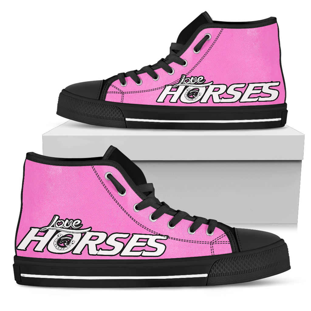 Love Horses - Pink Women's High Top Shoes