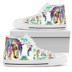 Abstract Rider- White Women's High Top Shoes
