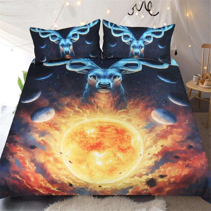 Bed set with majestic Deer Celestial by JoJoes Art