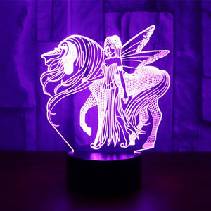 Girl with Unicorn LED 3D Table Lamp