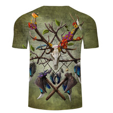 shirt with Barbarian Dreamcatcher displaying painted symbols & feathers with elegant nature shades