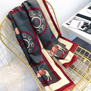 Jacquard Winter Horse Women's Scarves
