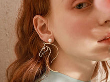 Silver Pearl Horse Earrings
