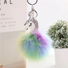 Glittery Pompom Unicorn Keychain