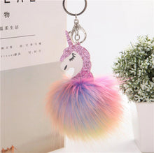 Glittery Pompom Unicorn Keychain