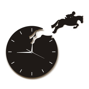 Horse Rider Jumping From The Clock Hanging Wall Clock