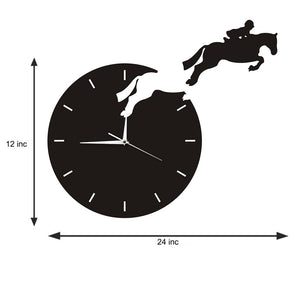 Horse Rider Jumping From The Clock Hanging Wall Clock