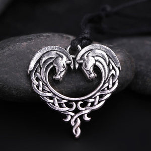 Antique Horse Heart Pendant Necklace