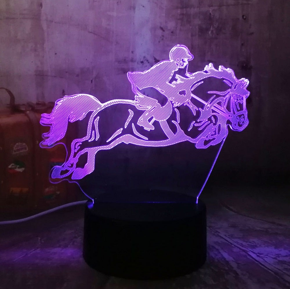 Equestrian Riding LED 3D Lamp