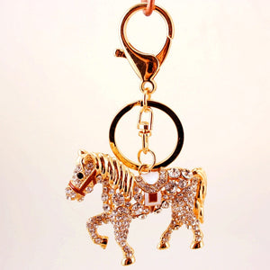 Rhinestone Crystal Lovely Horse Keychain