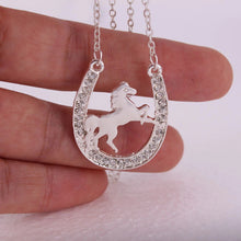Running Horse on a Horseshoe Necklace