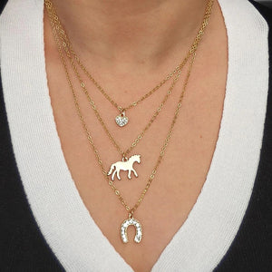 3 Layers Horse Charm Necklace
