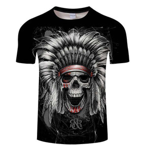 shirt with an Ancient Native Skull displaying painted 