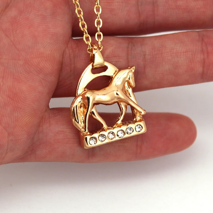 Crystal Horse Stirrup Necklace