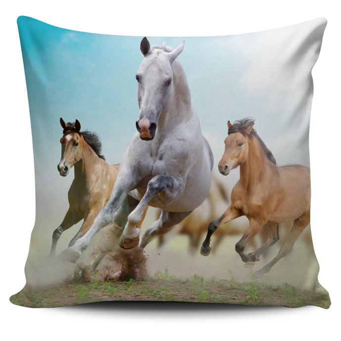 Wild Running Horses Pillow Cover