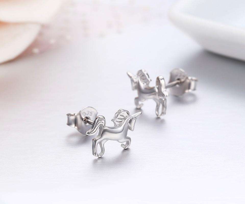 925 Silver Riding Unicorn Earrings - American Horse