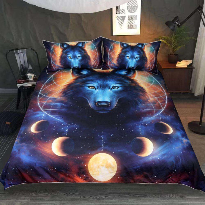 bed set with a Wolf