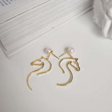 925 Silver Pearl Horse Earrings