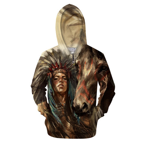 Ancient Cowgirl by Olivia Zipper Hoodie