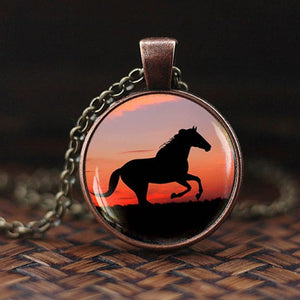 Horse Glass Pendant Necklace