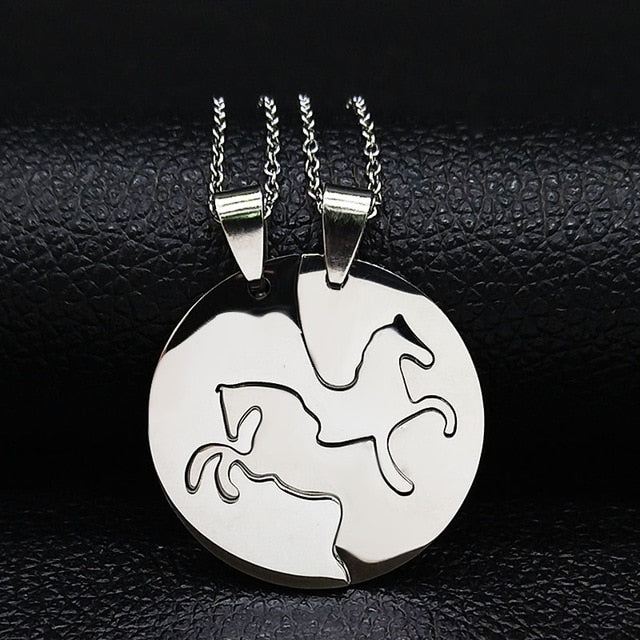 Horse Pair Pendant Necklace